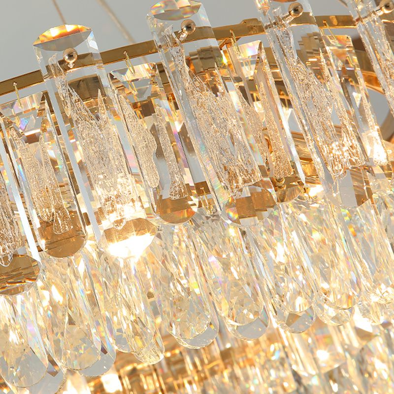 Luce lampadario a tonalità rotonda Luce a sospensione in cristallo in stile moderno per sala da pranzo