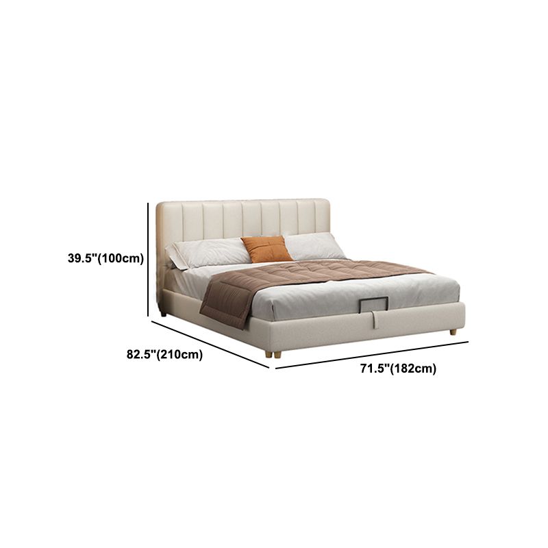 Glam Wooden Bed Frame Faux Leather Standard Bed with Legs for Bedroom