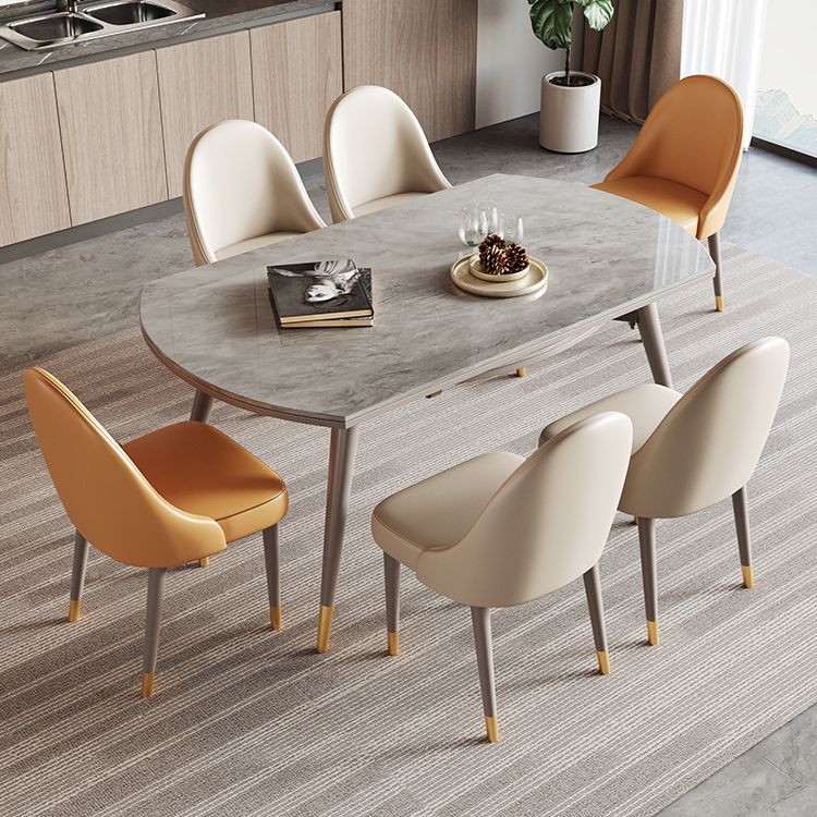 Contemporary Sintered Stone Table Round Table Set 1/4/5/7 Pieces Dining Set