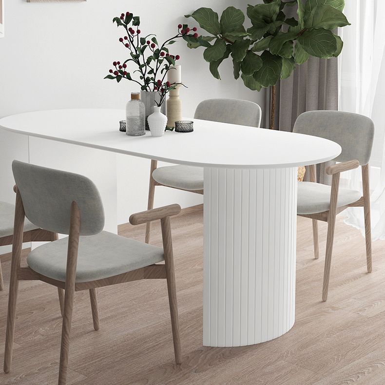 Stone Top Table Contemporary Dining Table with Sled Base in White