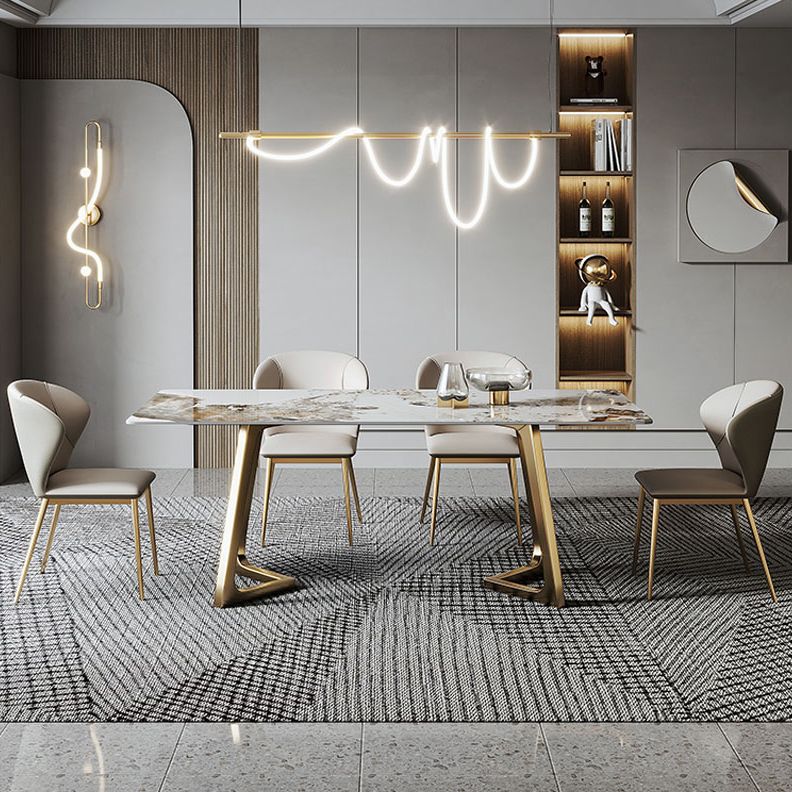 Contemporary Style 1/4/5/6/7 Pieces Furniture Sintered Stone Dining Table Set for Kitchen