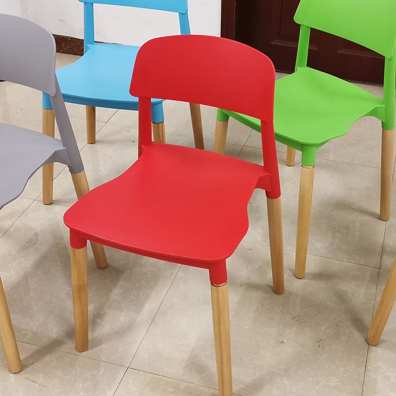 Solid Wood Legs Side Chair Indoor Armless Open Back Dining Chair