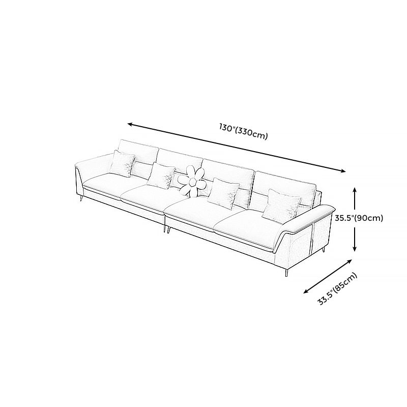 Modern Faux Leather Square Arm Sofa with Bolster Pillows for Living Room
