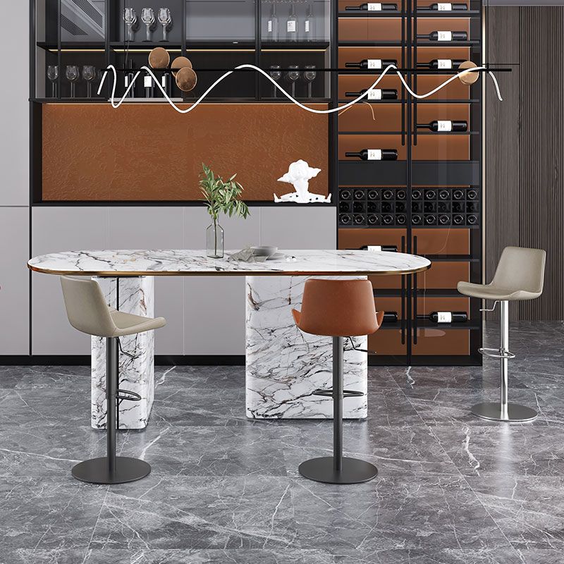 Adjustable Bar Stool Leather Backrest Counter Stool with Swivel