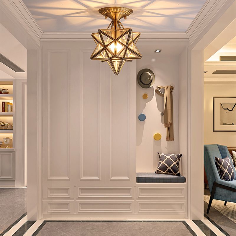 Shaded Aisle Semi Flush Mount Ceiling Light Vintage Glass Semi Flush Ceiling Light