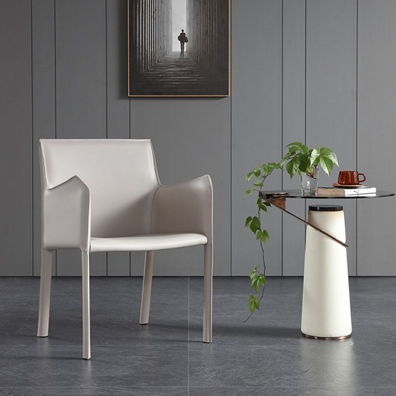 Modern Upholstered Dining Arm Chair Faux Leather Dining Accent Chair