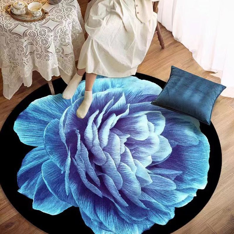 Casual Orange Rug Polyester Flower Area Rug Tear Resistant Rug for Home Decor