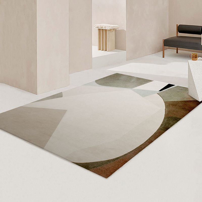 Simple Light Carpet Colored Block Area Carpet Polyester Non-Slip Pet Friendly Rug