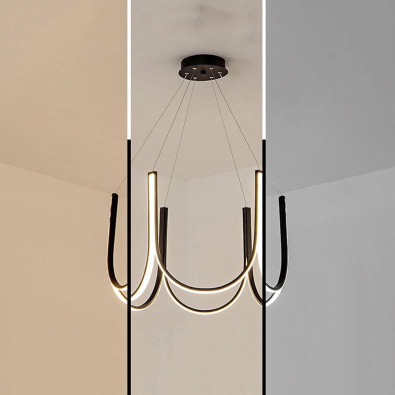 Lámpara de lámpara de metal de forma de U iluminación de lámparas LED modernas para sala de estar