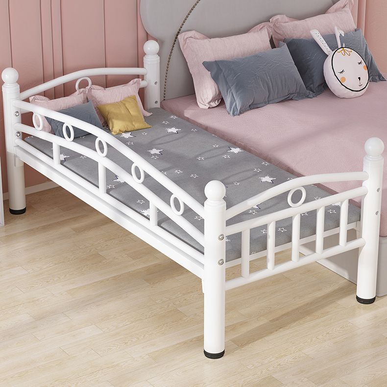 Metal Crib in White Industrial Iron Crib with Guardrails Nursery Bed