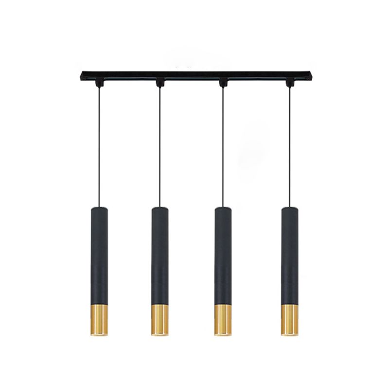 Cylinder Island Lights Modern Pendant Light Metal Island Ceiling Light in Gold and Black