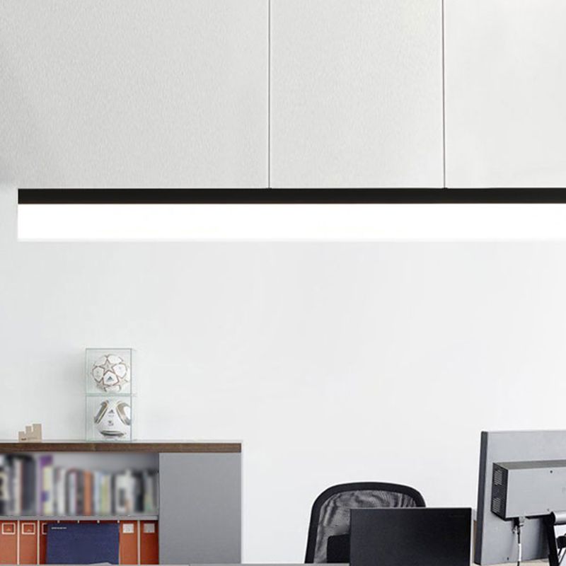 Contemporary Island Light Linear Metal 1 Light Island Ceiling Light in Black