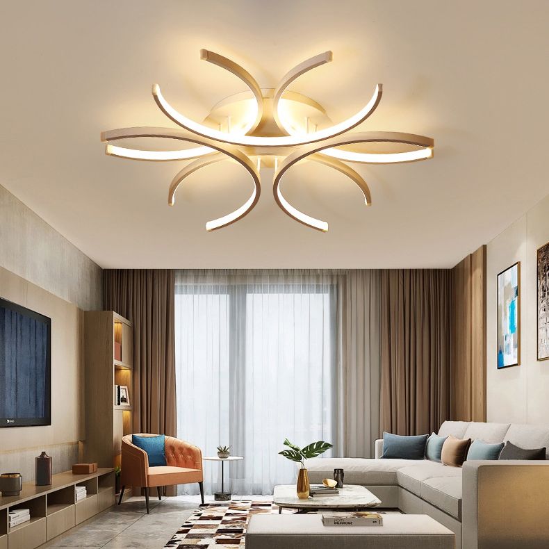 Blume Semi Flush Mount Light Acrylic Moderne Einfachheit Spülen Deckenleuchten für Wohnzimmer