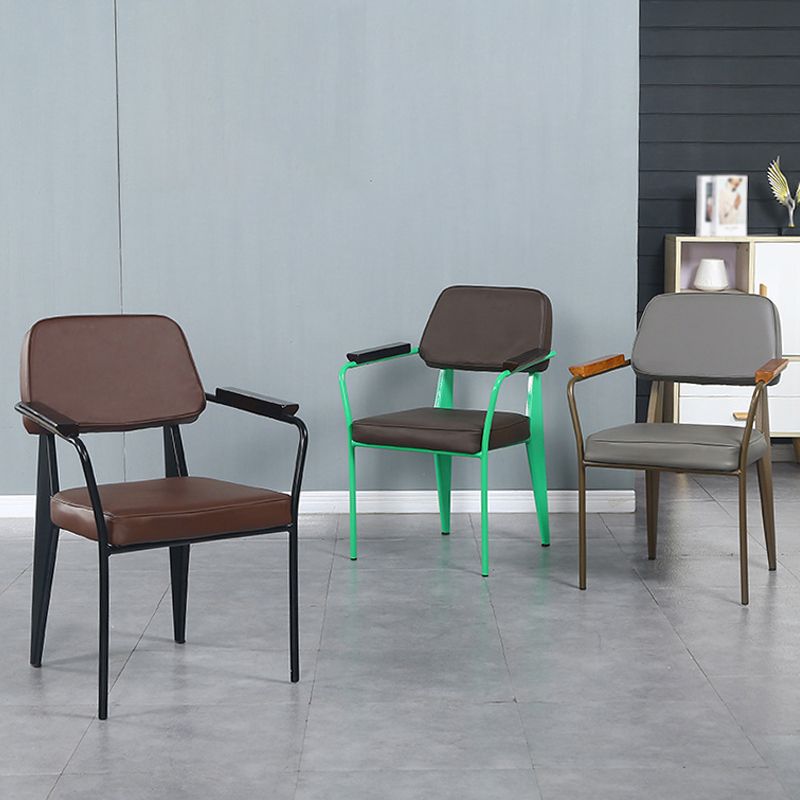 Metal Industrial Arm Chair Open Back Dining Kitchen Room Chair