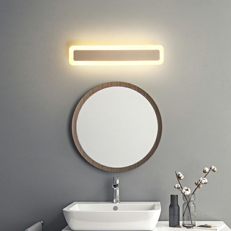 Vanité en forme de bar Light Minimaliste de salle de bain acrylique LED Mur mural moulu en blanc