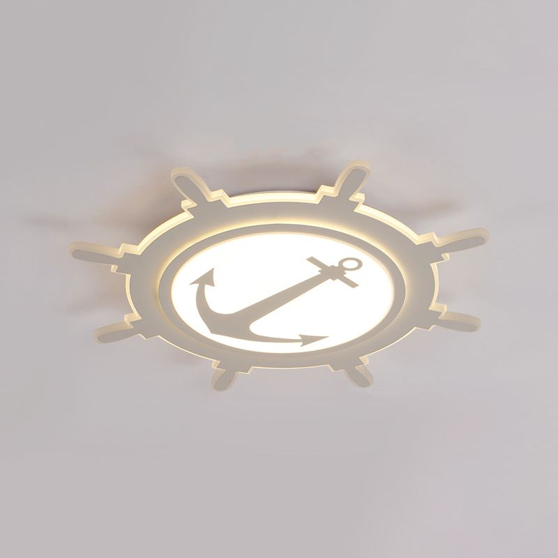 Simplicity Rudder Shaped Flush Ceiling Light Acrylic Kindergarten LED Flush Mount Lighting Fixture in White