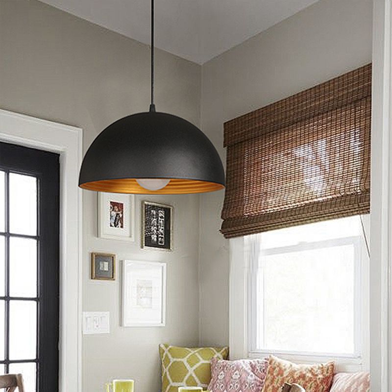 Black Dome Commercial Pendant Lighting Industrial Metal Restaurant Hanging Light Fixture