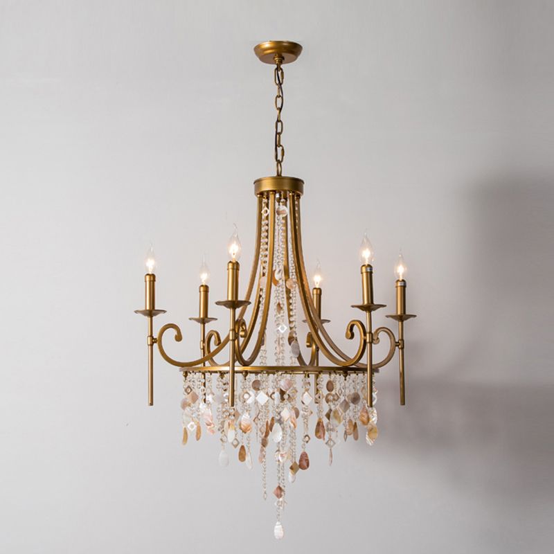 American Candle Shape Chandelier Metal Multi Light Hanging Light for Bedroom
