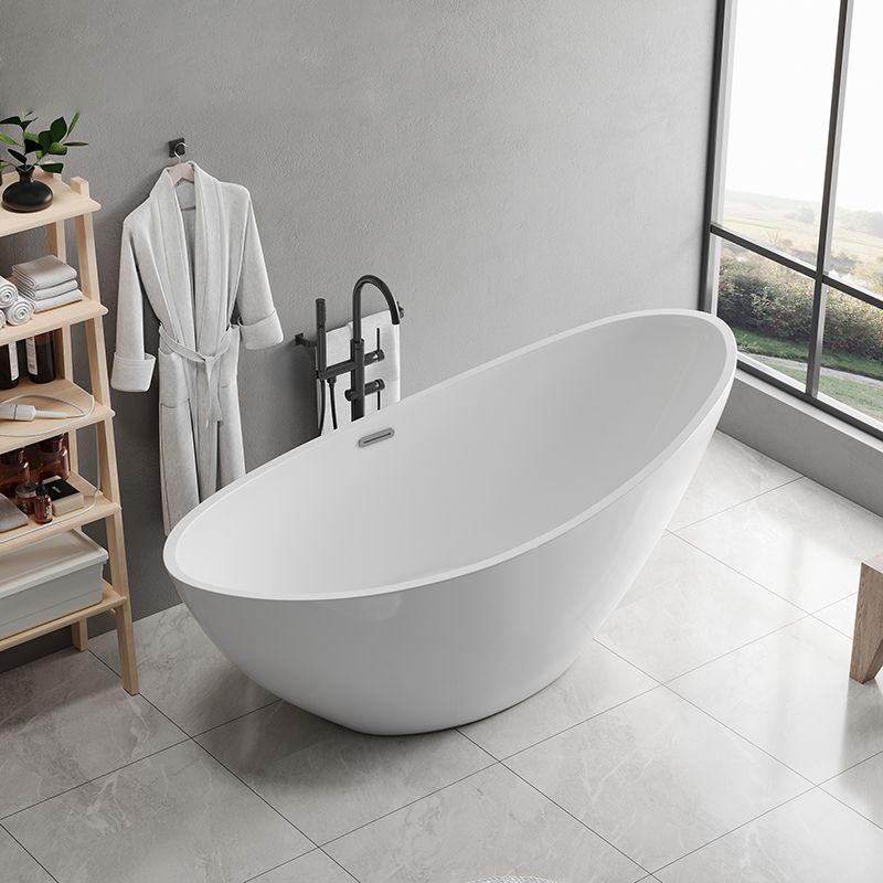 Contemporary Freestanding Soaking Bathtub Oval Slipper Acrylic Bathtub