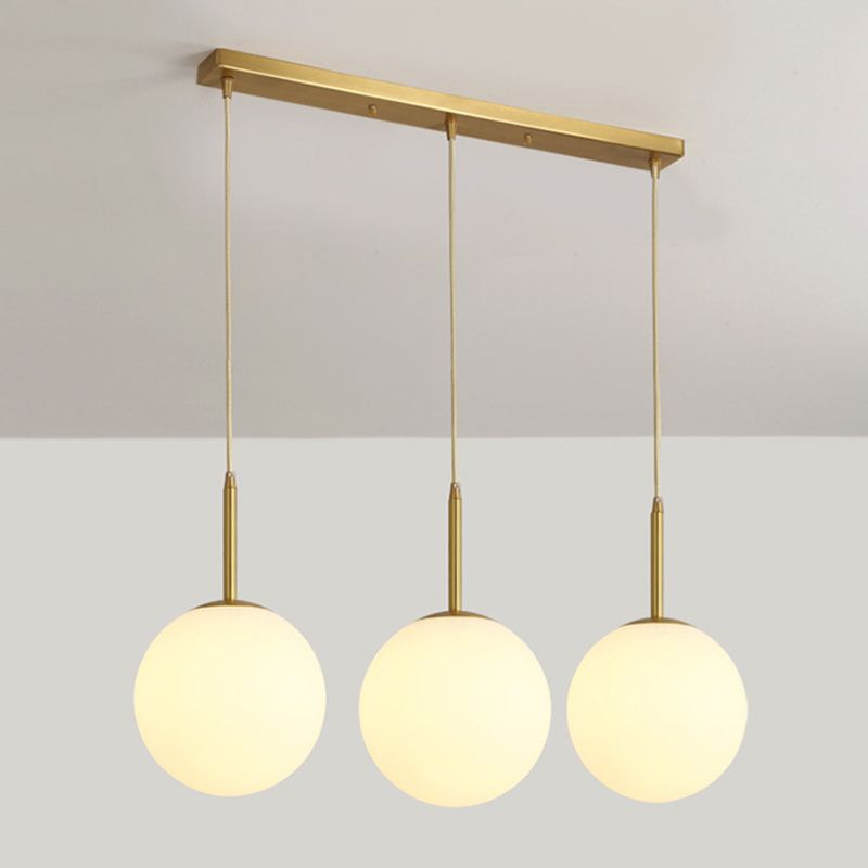 Spherical Dinning Room Pendant Ceiling Light Glass Nordic Pendant Light Kit in White