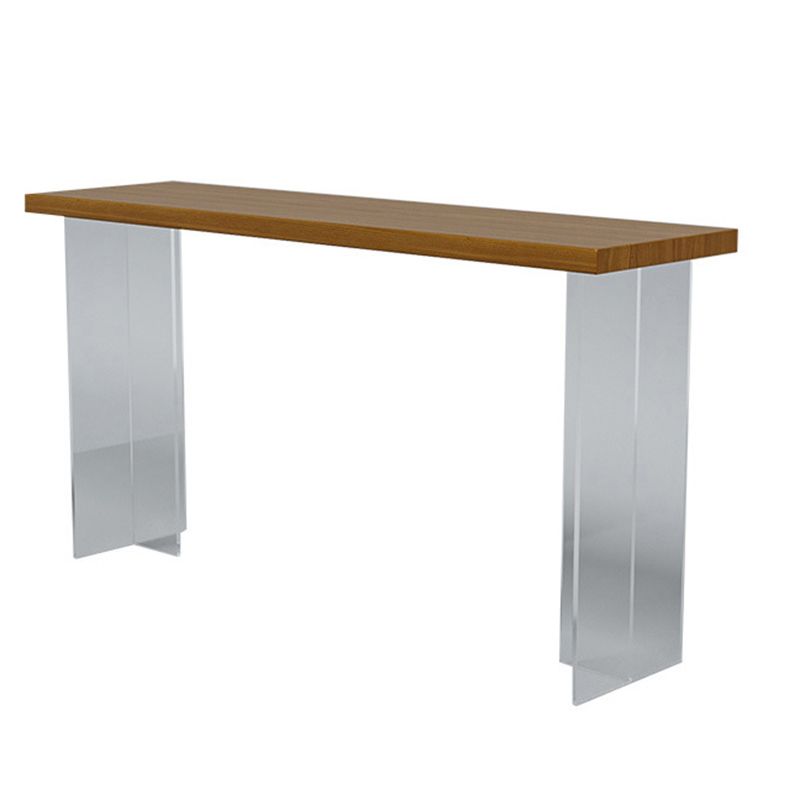 Contemporary Double Pedestal Bar Dining Table Rectangle Bar Table in Acrylic and Wood