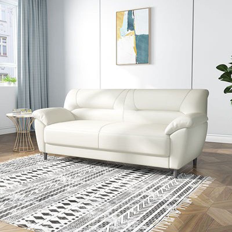 Leather Modern 3-seat Pillow Top Arm Sofa 70.87"/55.12" W Sewn Pillow Back Sofa