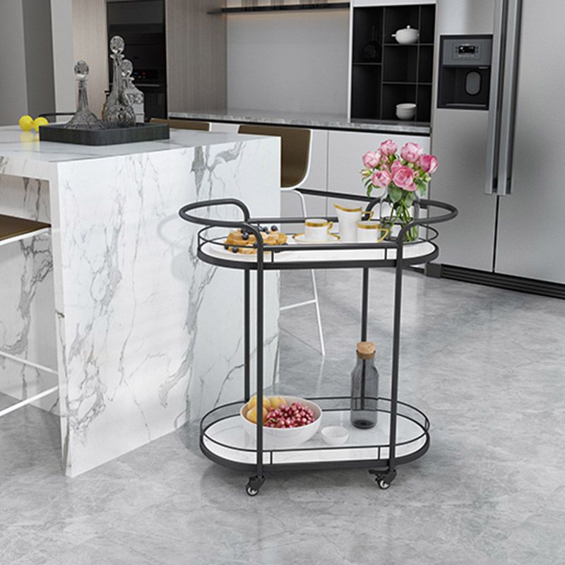 Modern Open Storage Kitchen Trolley Dining Room Rolling Prep Table