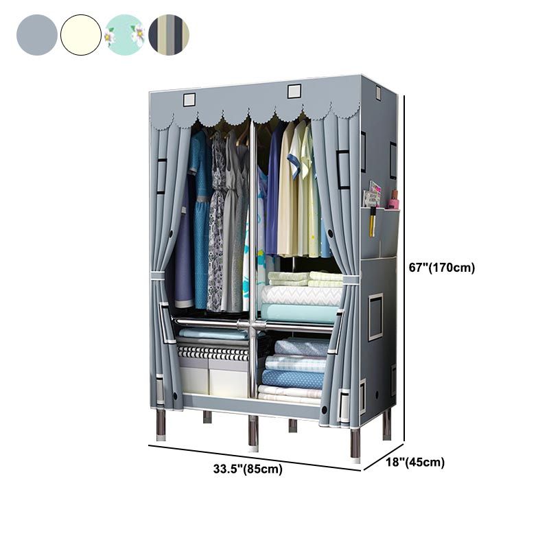 Contemporary Style Wardrobe Armoire Wood Armoire with Clothes Rail for Bedroom