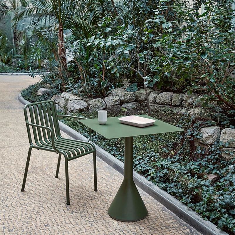 Modern Metal Outdoor Bistro Chairs Open Back Dining Chairs in Green