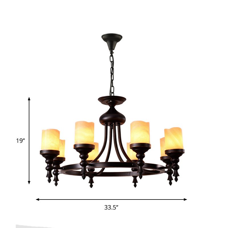 8 luci a soffitto lampadario campagna candela candela crepita il kit lampada sospesa in nero con design a loop