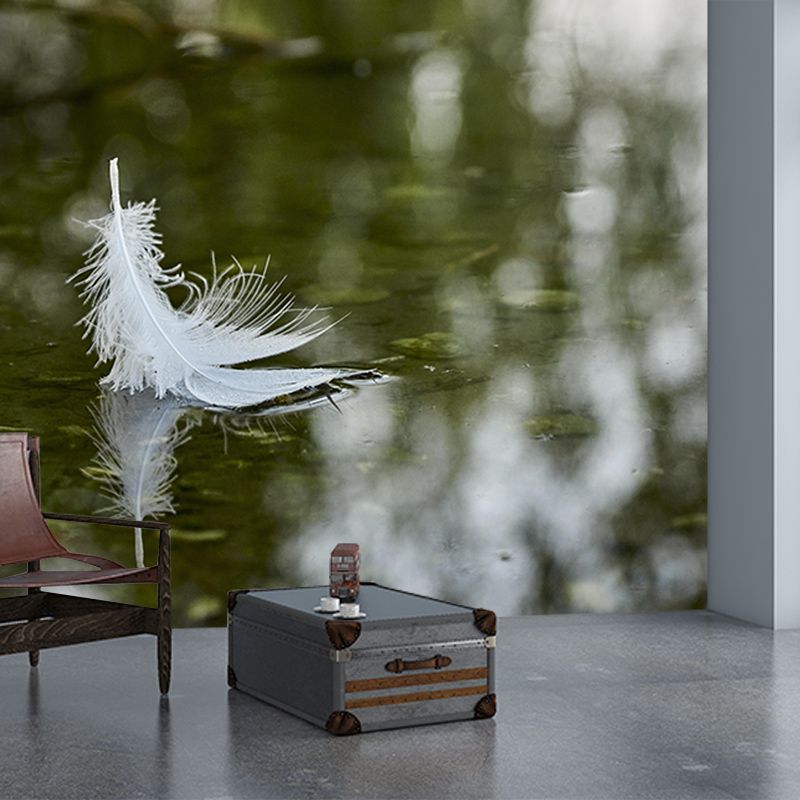 Light Color Feather Wall Mural Modern Style Mildew Resistant for Dining Room