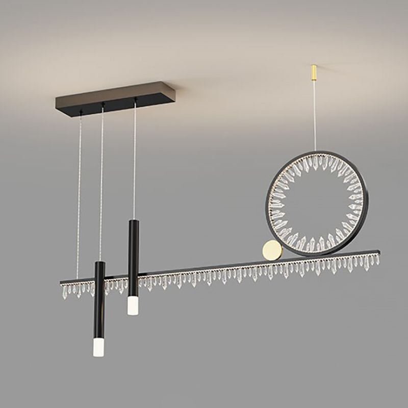 Crystal Linear Island Lamp Simplicity LED Suspension Light for Dining Room