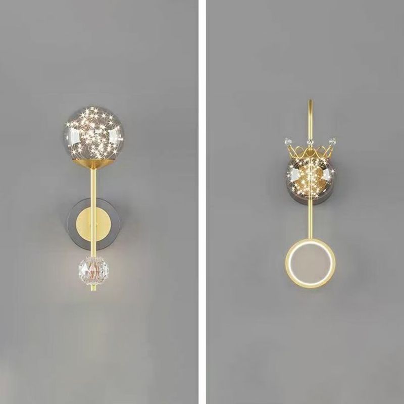 Light Luxury Style Aluminum Wall Light Glass Shade LED Wall Lamp for Bedroom