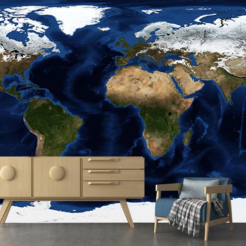 Contemporary Style Map Wall Mural Mildew Resistant Wall Covering