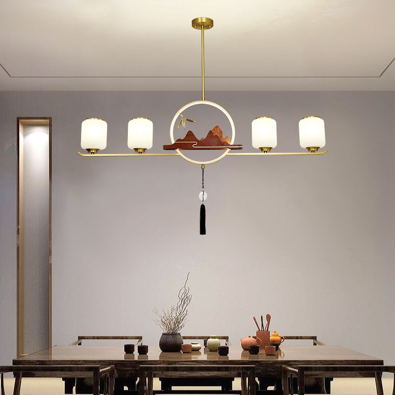 Moderne Anhänger Beleuchtungszylinder weißes Glas Island Anhänger Lichter für Kücheninsel