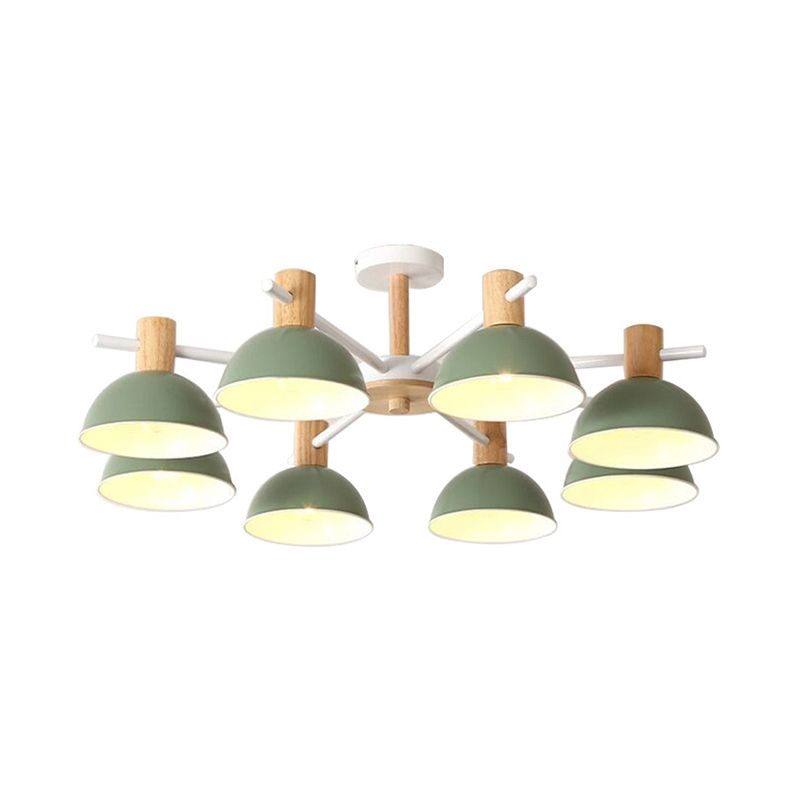 Macaroon Dome Hanging Pendant Fixture Iron 8 Lights Hanging Chandelier for Living Room