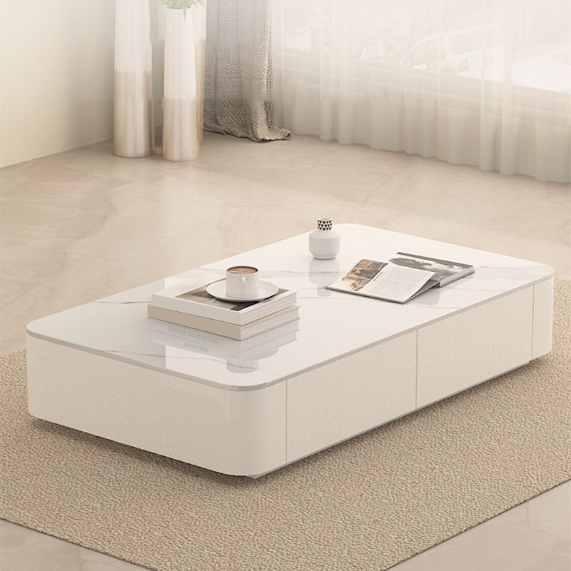 Block Rectangular Coffee Table Modern Single Coffee Table with Drawers