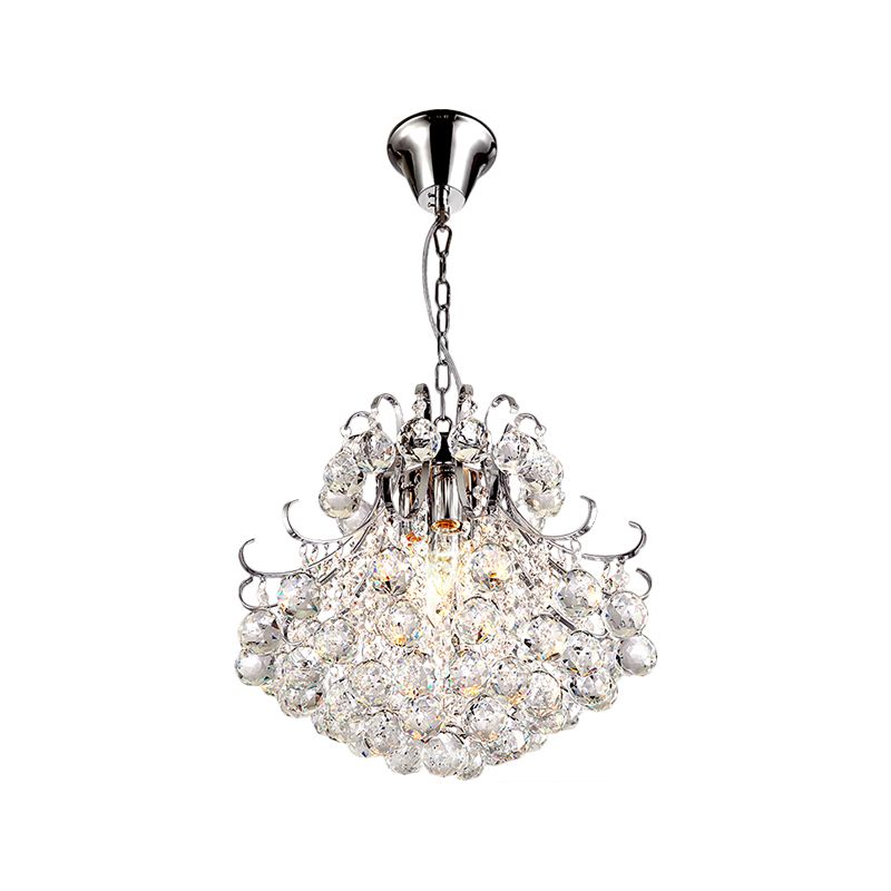 Candelera de techo en cascada Cristal transparente contemporáneo 4 cabezas cromadas de colgante colgante para dormitorio