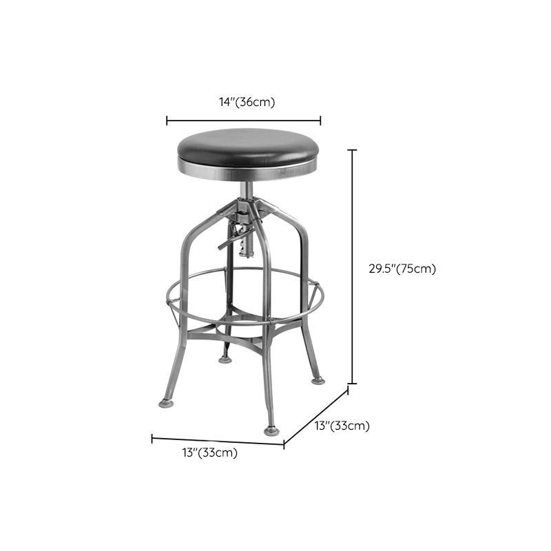 Industrial Metal Legs Bar Stools Indoor Faux Leather Counter Chair