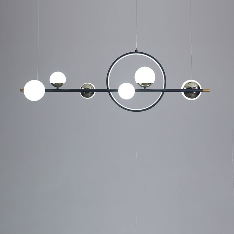 Éclairage de l'île Globe dans des lumières de l'île 7-Light de style moderne en noir