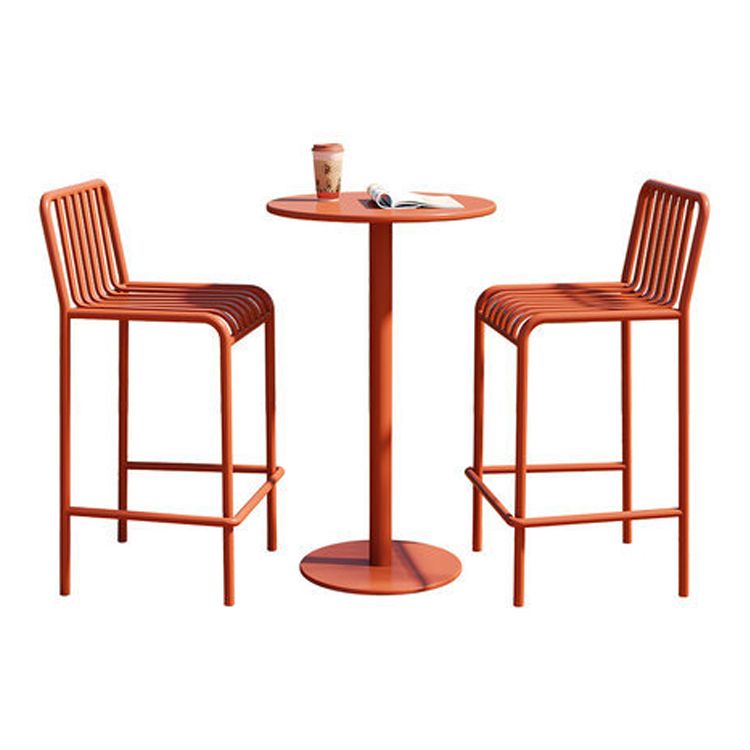 Modern Metal Round Dining Table Set 1/3/4 Pieces Counter Table Set for Outside