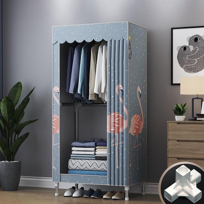 Modern Style Wardrobe Closet Metal Frame Wardrobe Armoire with Shelves