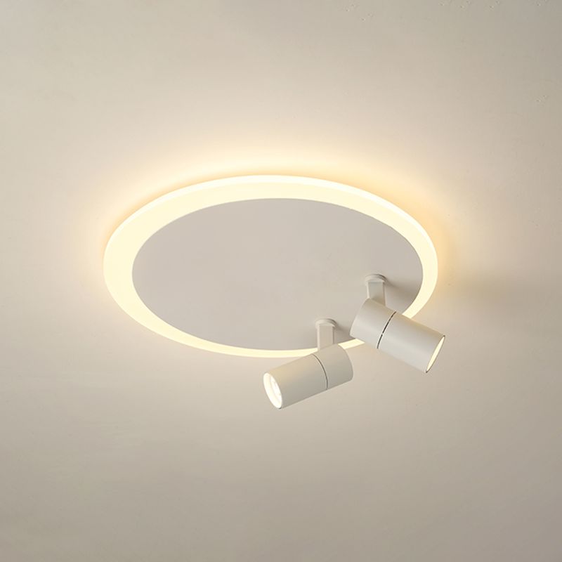 Plafonnier en fer moderne encastré rond avec 2 spots