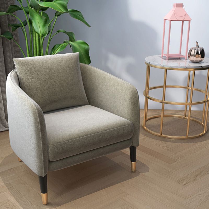 25.19" Wide Linen Barrel Accent Chair Pillow Back 4 Legs Barrel Chair