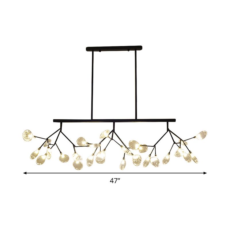 Postmodern Bubble Chandelier Lamp Clear Glass 27 Heads Dining Room Hanging Light Kit in Black/Gold