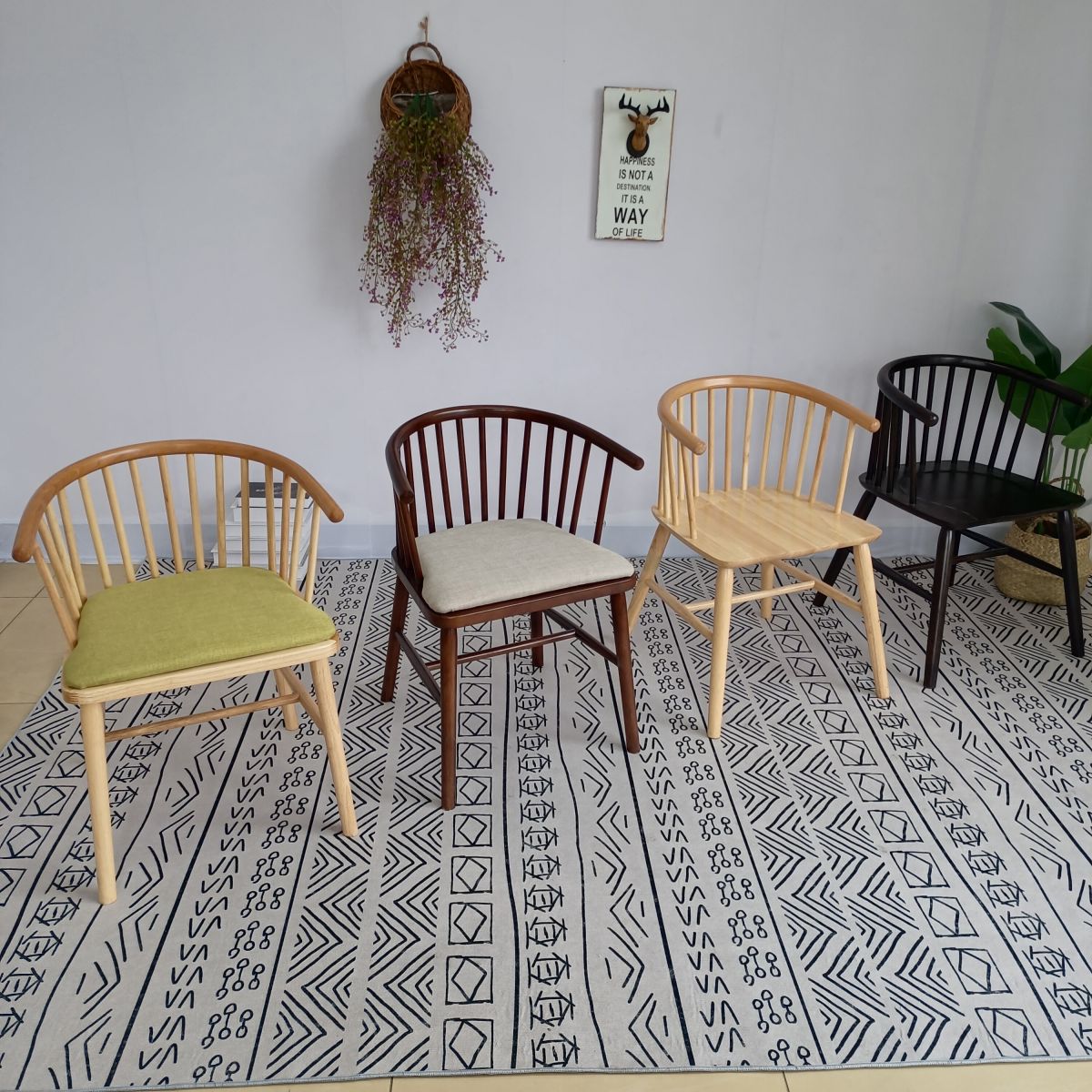 Modern Wood Dining Chair Slat Back Side Chair in Matte Finish for Home