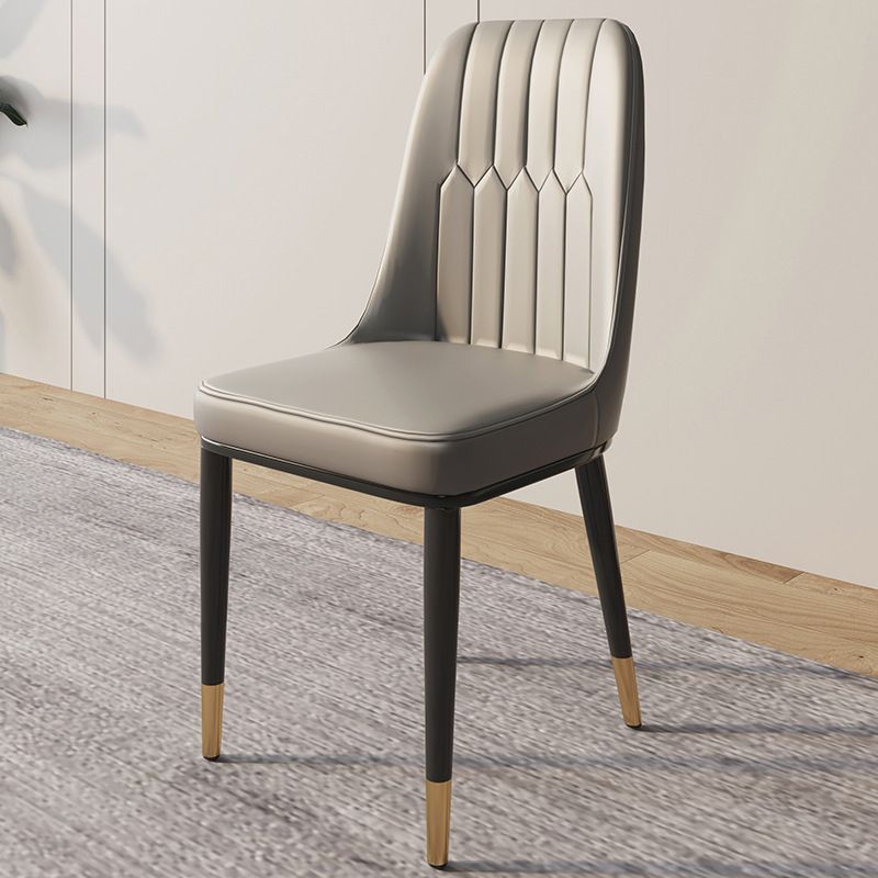 Glam Faux Leather Dining Chair Parsons Chair in Matte Finish for Brasserie