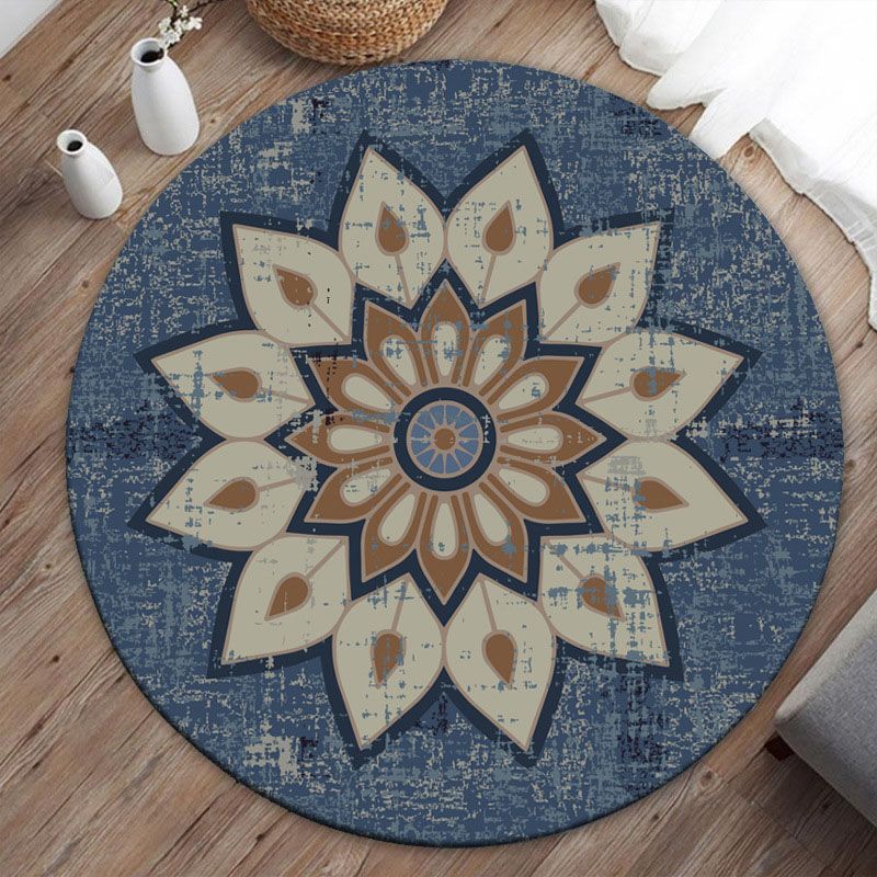 Bohemian Living Room Area Rug Americana Pattern Polyester Area Carpet Anti-Slip Backing Rug