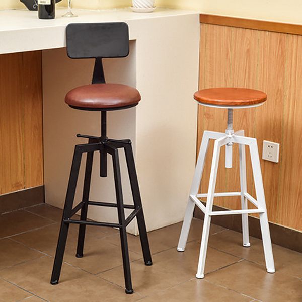 Industrial Metal Bar Stool Swivel Adjustable Height Patio Bar Stool