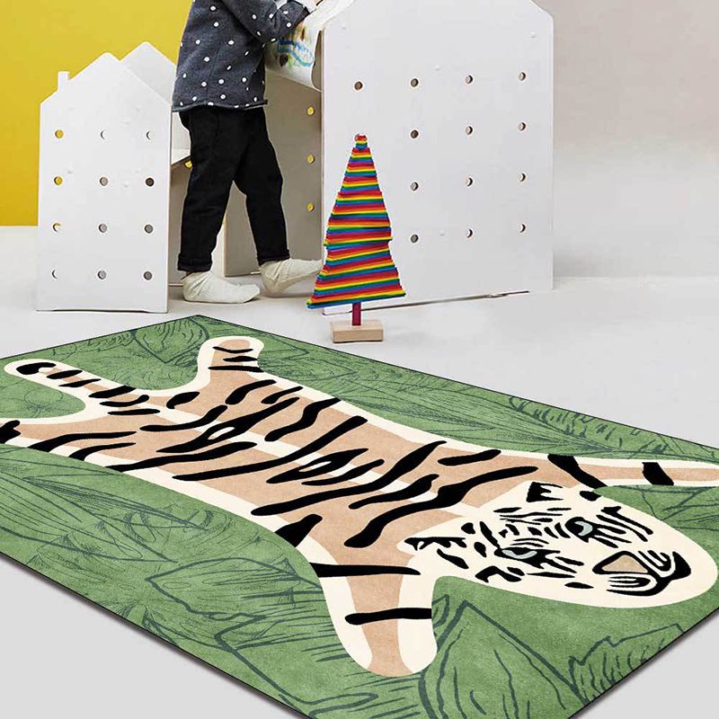 Individuality Tiger Pattern Rug Modern Creative Area Rug Anti-Slip Backing Carpet for Home Decor